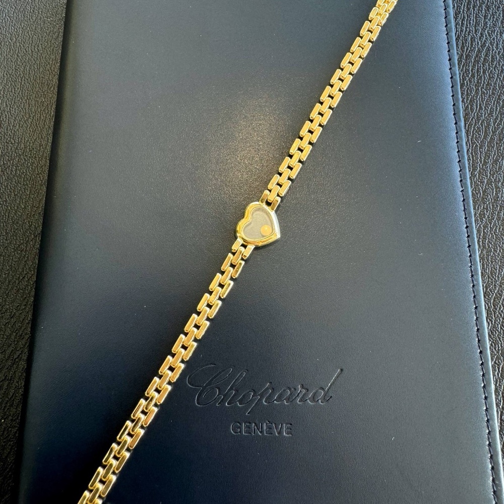 Vintage Chopard Happy Diamonds 18k yellow gold Heart panther link 0.07Ct Floatin - Picture 13 of 13